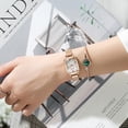thumbnail image 5 of Reloj de mujer con correa de malla de aleación, pequeño reloj blanco con cabeza cuadrada, reloj de cuarzo, 2 uds., 5 of 5