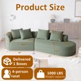 thumbnail image 3 of 112'' Oversized Modular Sectional Sofa, Modern Curved Cloud Couch with Deep Seat, Chenille Upholstered Couch with 4 Pillows for Living Room, No Assembly Required, Green, 3 of 7