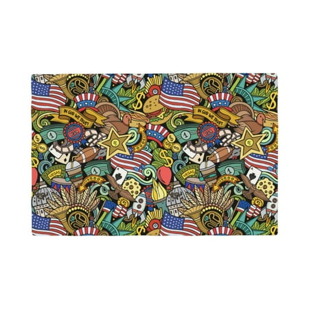 

Table Placemats Set of 4 - USA 1 12x18 In Faux Linen Double Heat Resistant Place Mats Cloth Indoor/Outdoor Placemats Washable Table Mats for Dining Kitchen Party