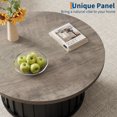 thumbnail image 4 of Ataucjin Round Coffee Table,32inch Mid Century Modern Coffee Table with Metal Base, Fluted Center Table for Living Room, Home Small Space, Apartment, 4 of 7