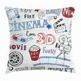 thumbnail image 1 of Movie Theater Throw Pillow Cushion Cover, Various Hand Drawn Icons on a Notebook Page Style Backdrop Hollywood Fun, Decorative Square Accent Pillow Case, 18 X 18 Inches, Multicolor, by Ambesonne, 1 of 2