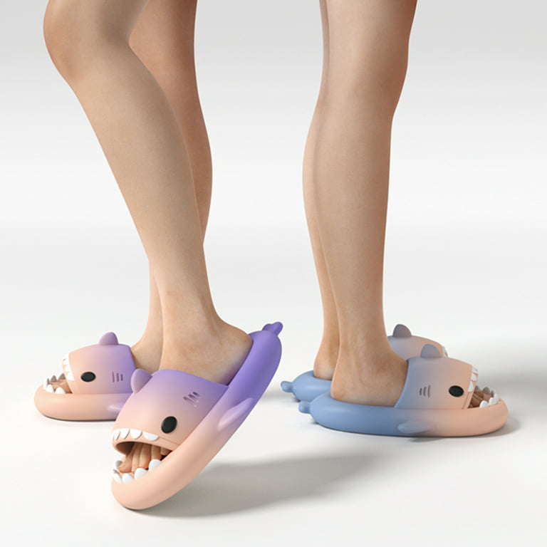 Gradient Color Cute Shark Slippers Women Men Indoor Bathroom Slides Couples Summer Fashion Shoes Soft Eva Beach Sandals Thick Sole Flip Flops Walmart.com