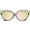 Black / Pink-Green Mirror, variant on sunglassLA Female Women's Open Metal Frame Colored Mirror Oversize Cat Eye Sunglasses 58mm (Black / Pink-Green Mirror) - 58mm