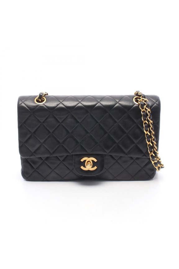 Pre-Owned Chanel Matelass Double Flap Shoulder Bag/Handbag, Lambskin Leather, Women's, Black