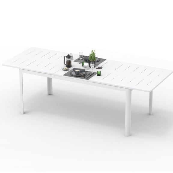 Expandable Outdoor Patio Table | Can Seat 4 - 8 People | E - coated Aluminum for Longevity | Resolves Seating and Durability Problems