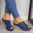 thumbnail image 2 of FNNMNNR Denim Platform Wedges Women Espadrille Wedges Sandals with Knotty Bow Detail, 2 of 7