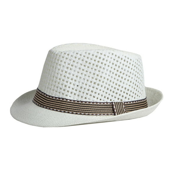 52-54cm hat circumference children's hats for men and women summer sun hats sunshade sunscreen jazz hats straw hatsMilky white