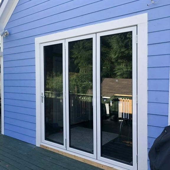 Aluminum Folding Patio Doors 96x80 3-Panel White Finish