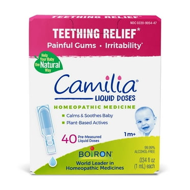 Boiron Camilia Liquid Dose, Homeopathic Medicine for Teething Relief, Painful Gums, Irritability, 40 Single Liquid Doses