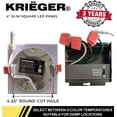 thumbnail image 5 of Krieger LED Recessed Ceiling Light Fixture, 4 Inch Ultra-Thin Square with Rounded Back, 3 Color Temperature Options, Dimmable, 750 Lumen, 9 Watt (60W Equivalent), Quick Install - ETL and ES Certified, 5 of 8
