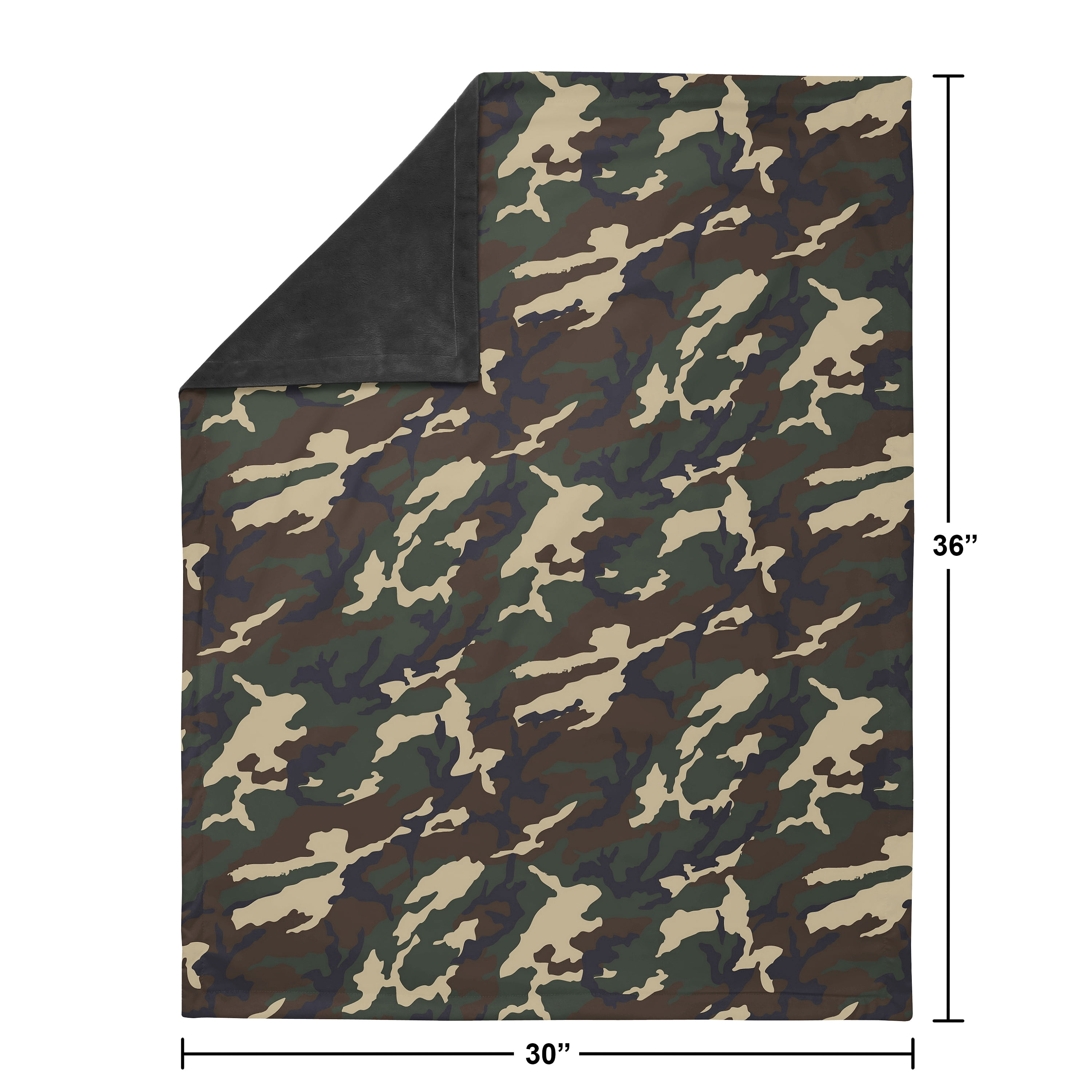 Sweet Jojo Designs Woodland Camo Green Black and Brown Baby Security Blanket