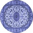 thumbnail image 1 of Ahgly Company Machine Washable Indoor Round Medallion Blue Traditional Area Rugs, 8' Round, 1 of 4