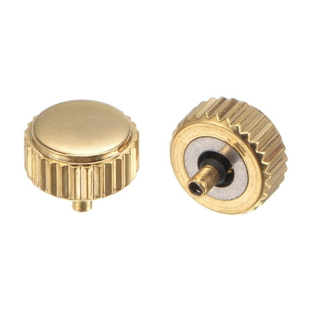 

Uxcell 2Pack 5.7x6.5mm Watch Crown Parts Stainless Steel Flat Head Long Stem Watch Crown 2mm ID Gold Tone