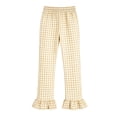 thumbnail image 5 of Loopsun Kids 5-15Years Summer Plaid Ruffle Full Length Pants Elastic Waist Comfortable with Pocket, 5 of 5