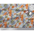thumbnail image 2 of Soimoi Orange Silk Fabric Leopard & Wild Animal Skin Printed Fabric 1 Yard 42 Inch Wide, 2 of 3