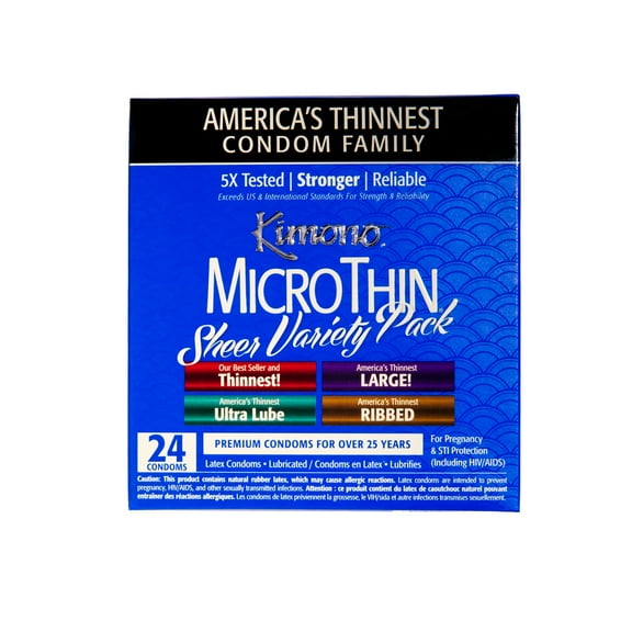 Kimono Micro Thin Variety Pack Assorted Lubricated Latex Condoms - 24 ct