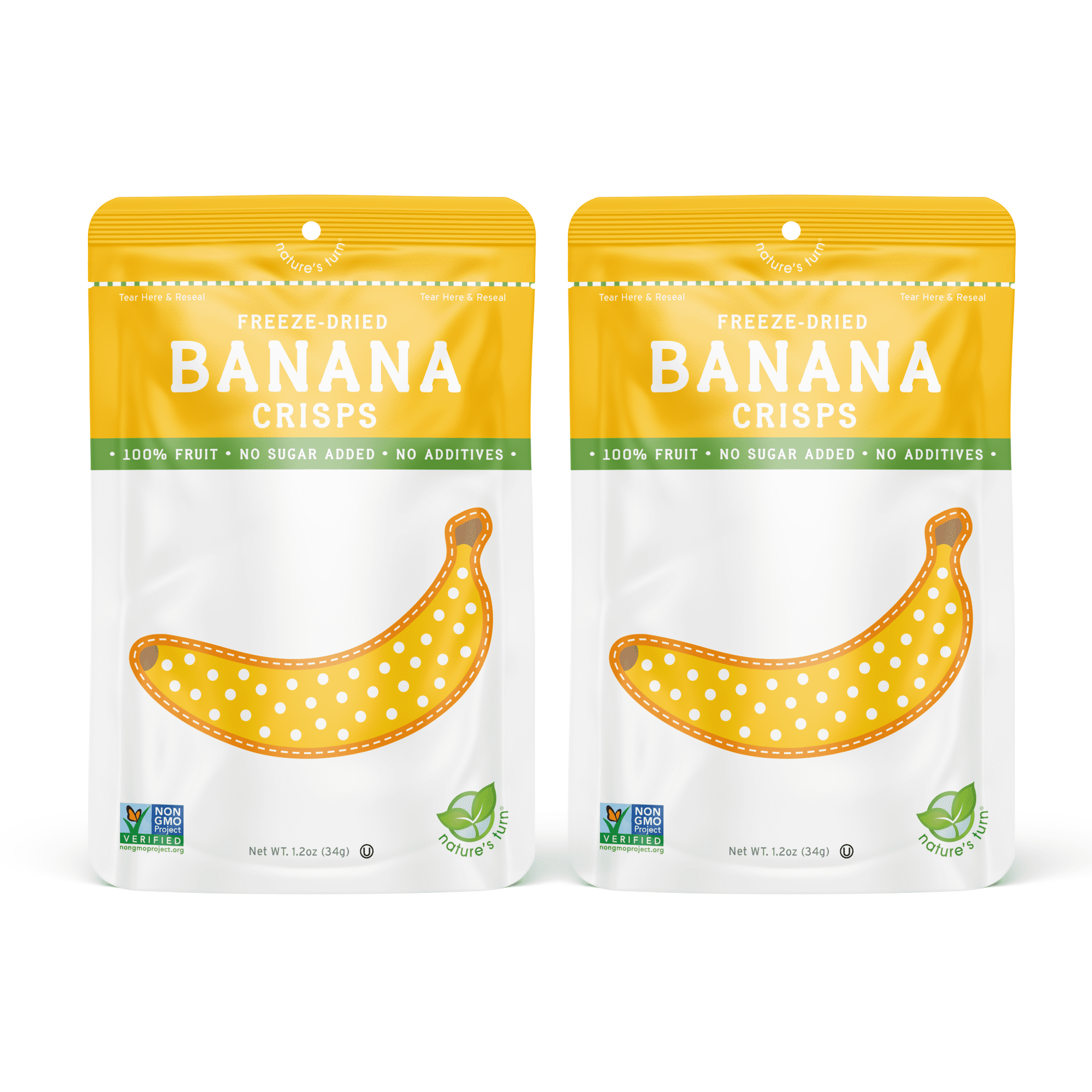 Nature’s Turn Freeze-Dried Banana Crisps, No Added Sugar, Healthy Natural Fruit Crisp Snack for School Lunches, 12 Pack (0.53 oz Each)