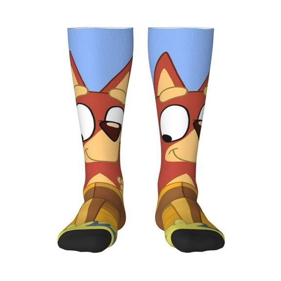 Masiiu Bluey Print Adult Crew socks, Comfortable Novelty Colorful Patterned, Breathable, Stylish Colorblock for Men Women