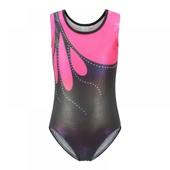 Girls Leotards Gymnastic Dance Onesies Ballet Tank Sleeveless Colorful Shiny Leotard, for 5-14 Years