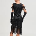 thumbnail image 4 of Njagoc3 Womens Short Sleeve Square Neck Fringe Dress, Roaring 20s Gatsby & Speakeasy Costume, 4 of 6