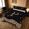 thumbnail image 3 of Meiyoeat Stylish Leopard Letter P Queen Comforter Set 3pcs for Women Adults, Modern Polka Dot Bedding Comforter Set, Black Beige Brown,Black Reversible, 3 of 6