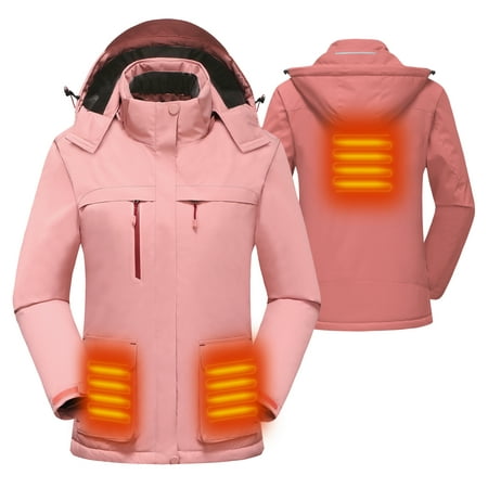 Amdohai Women Heated Jacket with Detachable Hood Winter Warm Heating ...