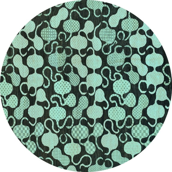 Ahgly Company Indoor Round Abstract Light Blue Modern Area Rugs, 6' Round