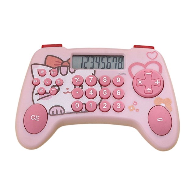 Pink Gamepad Style Calculator Handheld Digital Arithmetic Calculator With 8 Digit Lcd Display Portable Student Exam Tool 4.49X3.15 Inches 0.13 Lb