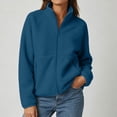 thumbnail image 7 of cocolona Fall Winter Jacket for Women Raglan Sleeve Stand Collar Fleece Outerwear Casual Zipper Solid Color LightWeight Tops with Pocket, 7 of 7