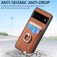 thumbnail image 2 of Carbon Fiber Patterned Case for Google Pixel 6, Wallet case with [360°Rotation Ring Kickstand] Credit Card Holder,PU Leather Shockproof Cover Women Men for Google Pixel 6, Brown, 2 of 8