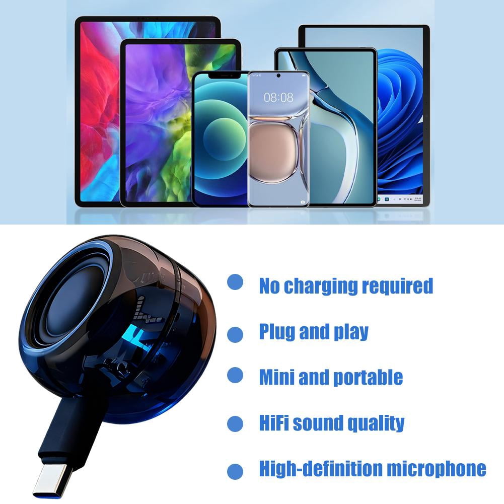 Portable Mini Type-C Speaker, Plug & Play Amplifier for Smartphones, Tablets & Laptops, Clear Sound for Music & Calls
