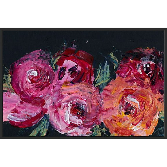 Marmont Hill Blooming Rose 18-Inch x 12-Inch Framed Canvas Wall Art