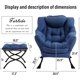 thumbnail image 3 of Oversized moderno lounge chair con folding footrest - royal blue comfortable reading chair para sala de estar y dormitorio, 3 of 8