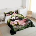 thumbnail image 3 of Feelyou Kawaii Jungle Panda Full Size Comforter Sets, Happy Holiday Party Bedding Comforter Set, Cartoon Animal Lover Reversible Bedding Sets, Luxury Bedroom Decor, 3 Pieces, 3 of 8