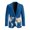 Blue World Map Print, variant on Slim Fit Men's Suit, Floral Pattern Design Polyester Tailored Men's Suit Jacket for Business Office