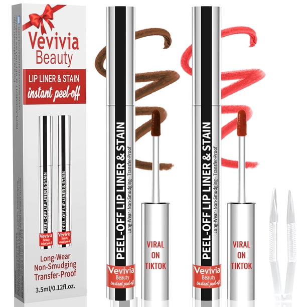 Lápiz labial despegable, 2 unidades, delineador de labios, impermeable, cacao y café