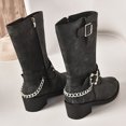 thumbnail image 4 of B91xZ Women's Winter Fashion Boots Chunky Heel Pointed Toe Slouch Riding Boots,Black 7, 4 of 5