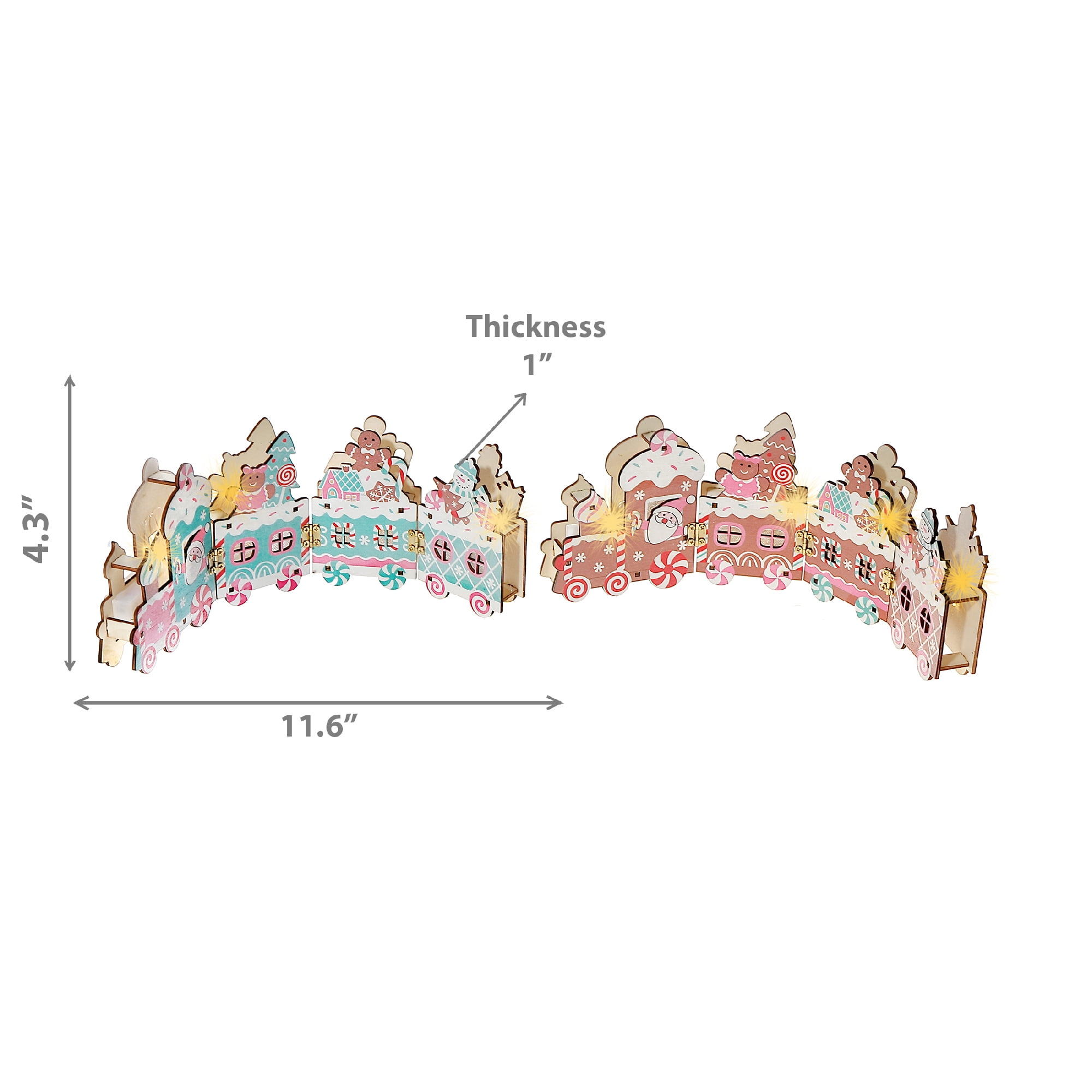Led Wooden Gingerbread Train Stand (Asstd) - Set of 2