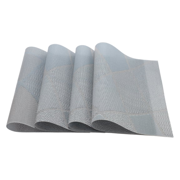 4 Pcs Blocks Pattern Placemats PET Place Mats for Kitchen Dining Table Washable Table Mat Light Blue