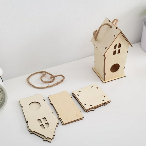 DIY Wooden Birdhouse Craft Kit with 12 Color Paints for Outdoor Decoration and Creative Activity