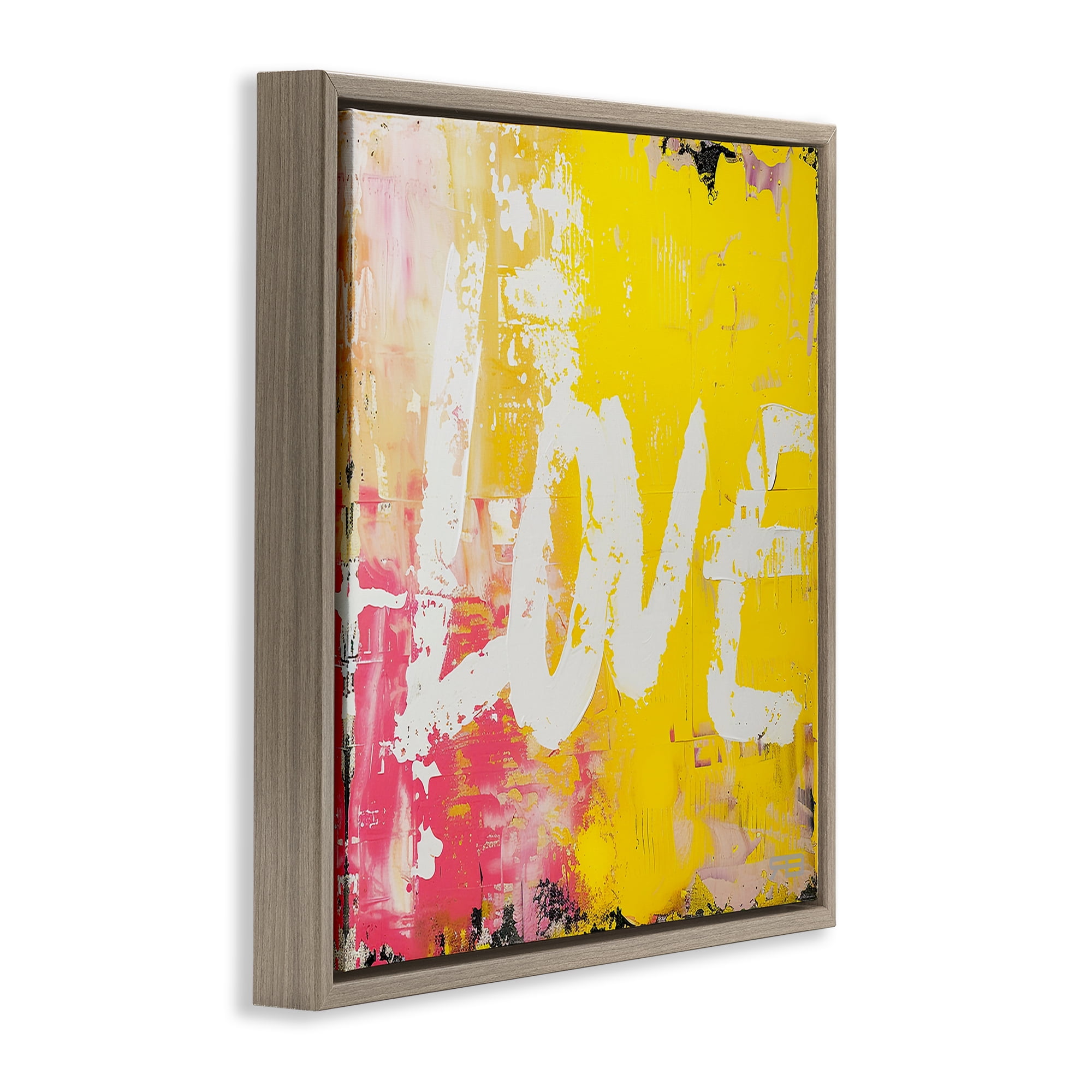 Stupell Industries Urban Love Paint Style Abstract Painting Brown Floater Framed Canvas Art Print Wall Art, 18 x 18