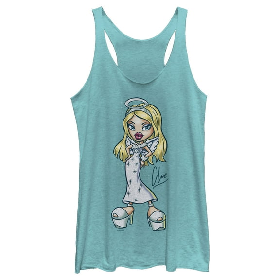 Women's Bratz Cloe Angel Fashion  Racerback Tank Top Tahiti Blue Medium