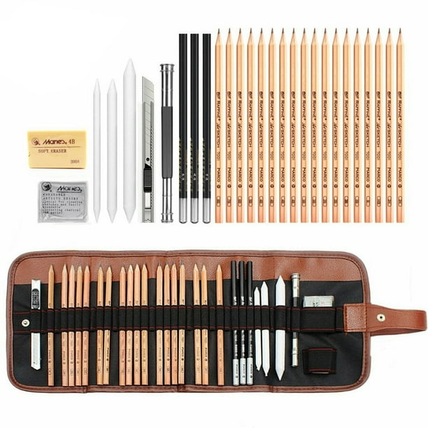 Pintura 29pcs Set De Lápices Dibujo Boceto De Carbón Lápiz De Arte Suministros De Arte Profesional Con Bolsa De Almacenamiento Herramienta De Dibujo Retrato Gran Regalo Para