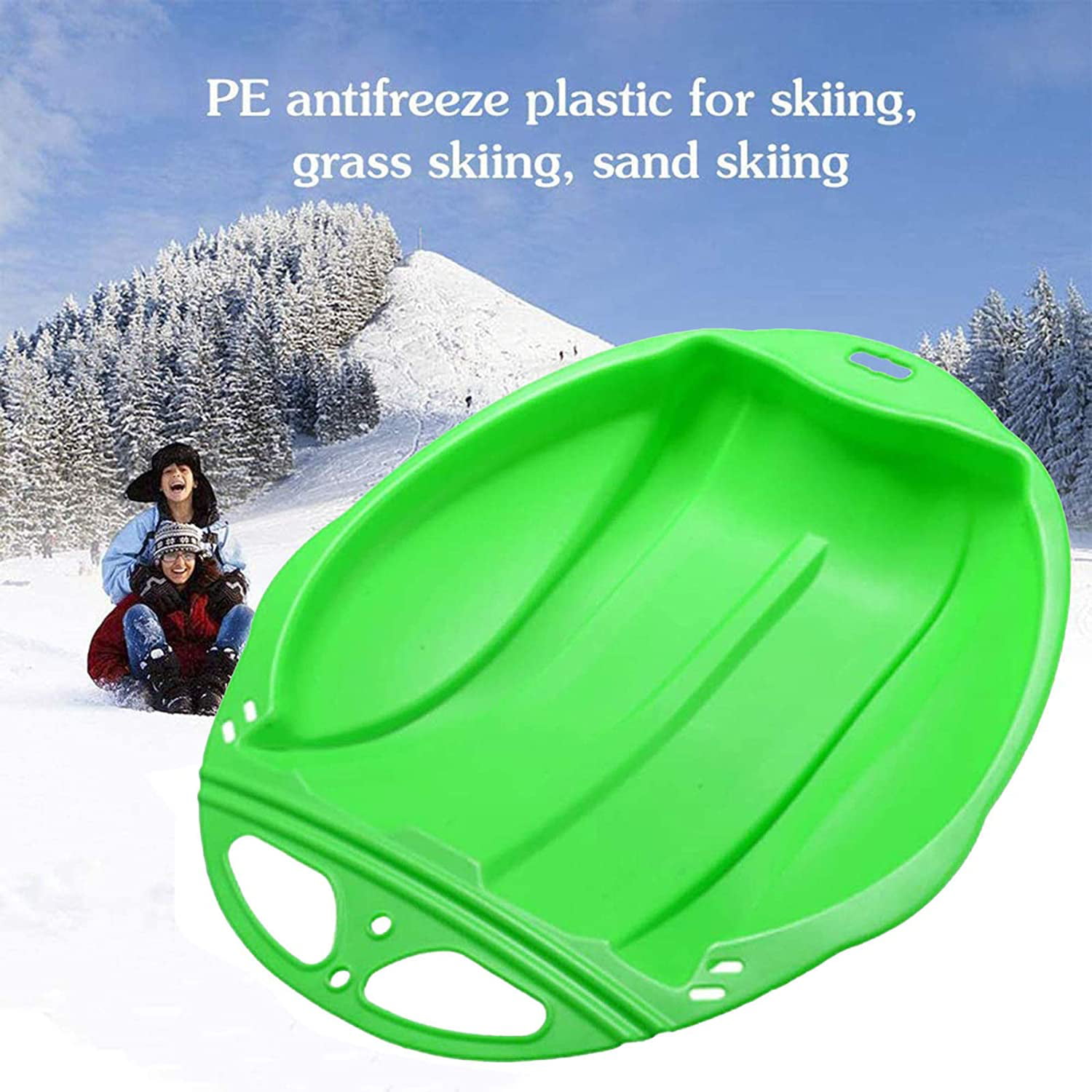 Snow Sled Board Downhill Sled Winter Outdoor,Plastic Cold Resistant Skiing Boards Snow Grass Sand Board Ski Pad for Kids & Adult