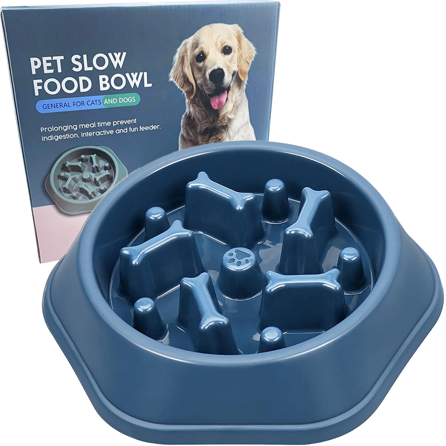 Slow Feeder Dog Bowl Anti-slip Pet Cat Puppy Food Dish Water