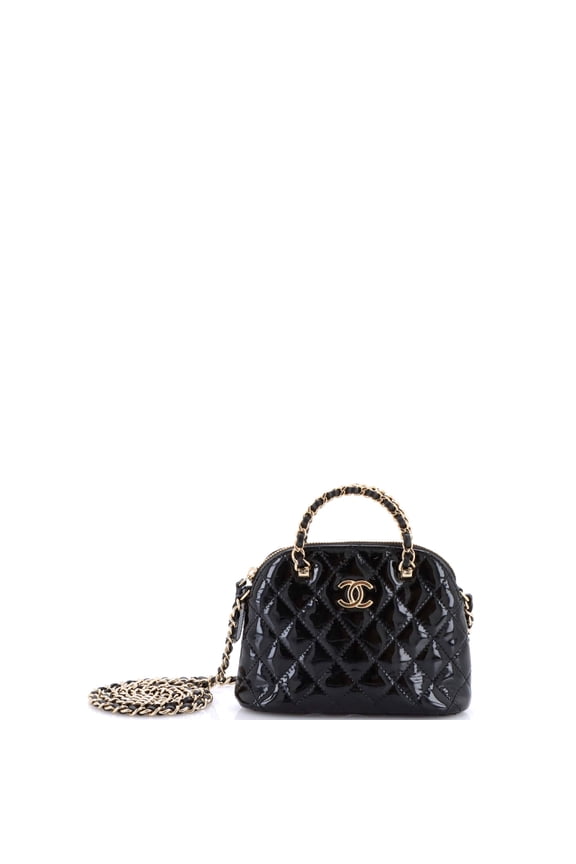 Pre-Owned CC Dome Zip Crossbody Bag Quilted Patent Mini By Rebag