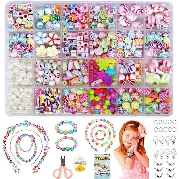 Beads for threading, DIY bead set bracelets, do it yourself children's jewelry cord set, letter bead jewelry jewelry making, birthday gift for girls