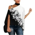 thumbnail image 3 of Levmjia Womens Plus Size Tops Short Sleeve Summer Women Casual Half Sleeve Halter Neck Off Shoulder Printed And Solid Loose Polluer Blouse Tops, 3 of 5