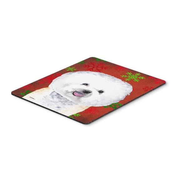 Carolines Treasures SC9402MP "Bichon Frise Red and Green Snowflakes Holiday Christmas Mouse Pad Hot Pad or Trivet" Large