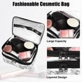 thumbnail image 2 of Unique Bargains 1 Pcs Double Layer Makeup Bag Cosmetic Travel Bag Make Up Organizer Bag for Women Marble Pattern White, 2 of 6